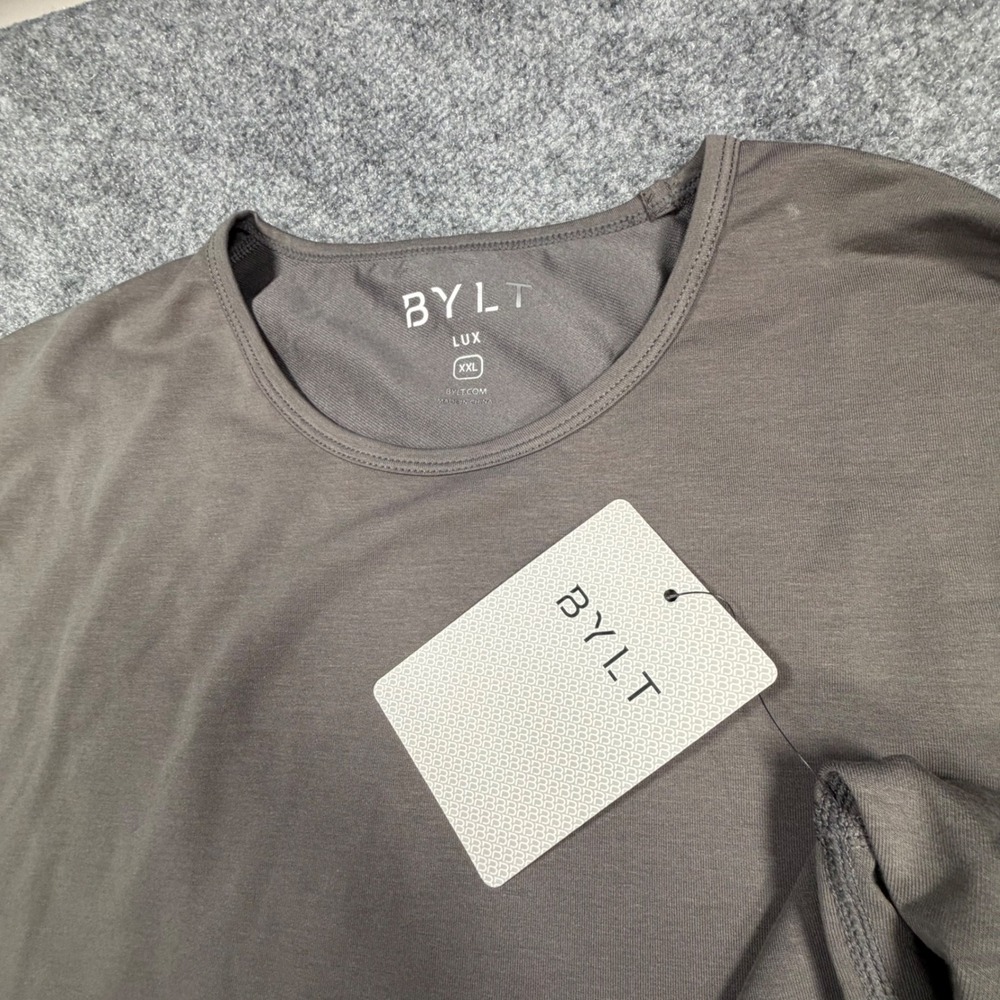 BYLT Lux Drop-Cut T-Shirt Mens XXL Charcoal Gray Short Slv MTSS0191-027-2XL 558